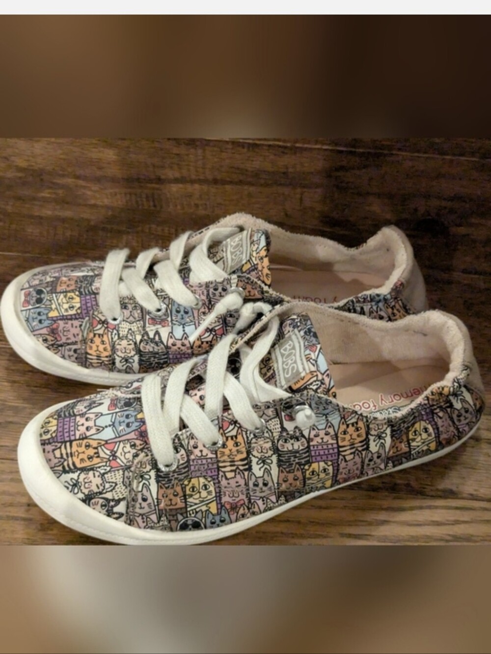 Skechers Sneakers Beach Bingo - Kitty Cruiser Cat Design Slip Ons Size 7 Ivory - Picture 8 of 13
